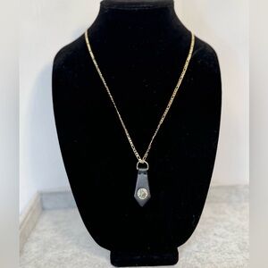 Karl Lagerfeld Leather Pendant Gold Chain